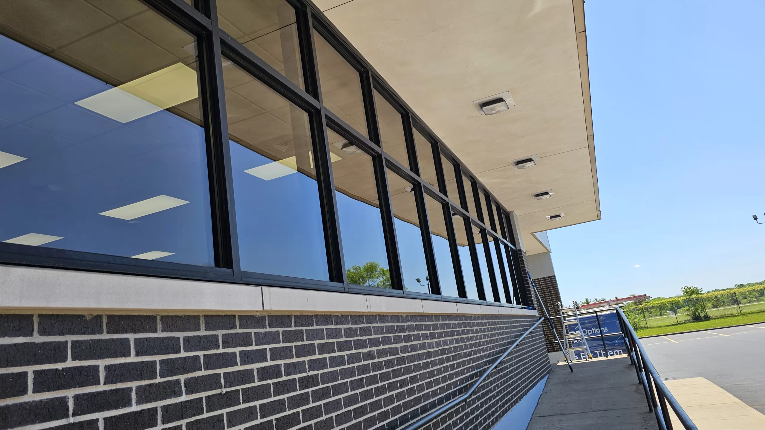 Commercial windows after professional deep cleaning - crystal clear and spotless